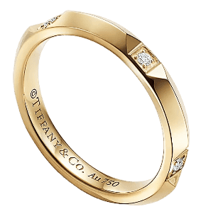 Tiffany Band Ring - 18K Gold With Round Diamonds
