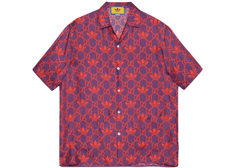 Gucci x adidas Macro GG Bowling Shirt - Purple/Red
