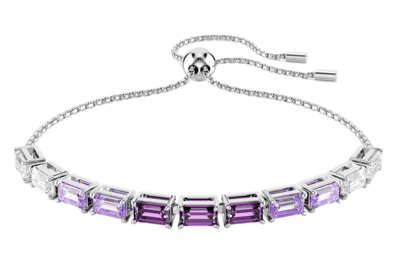 Swarovski Matrix Tennis Bracelet - Purple, Rhodium Plated