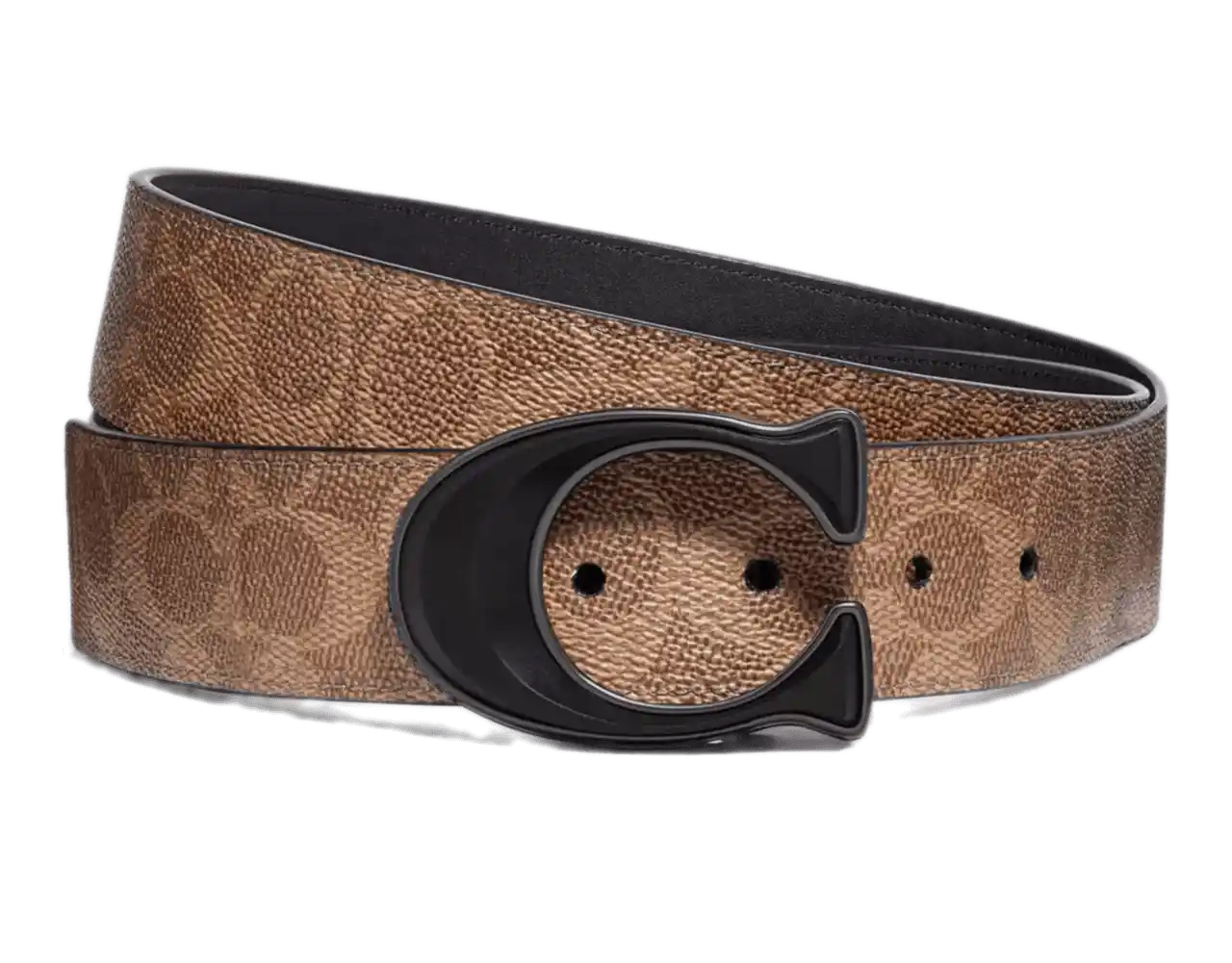 Coach Signature Buckle Cut To Size Reversible Belt, 38 mm - Khaki/Black