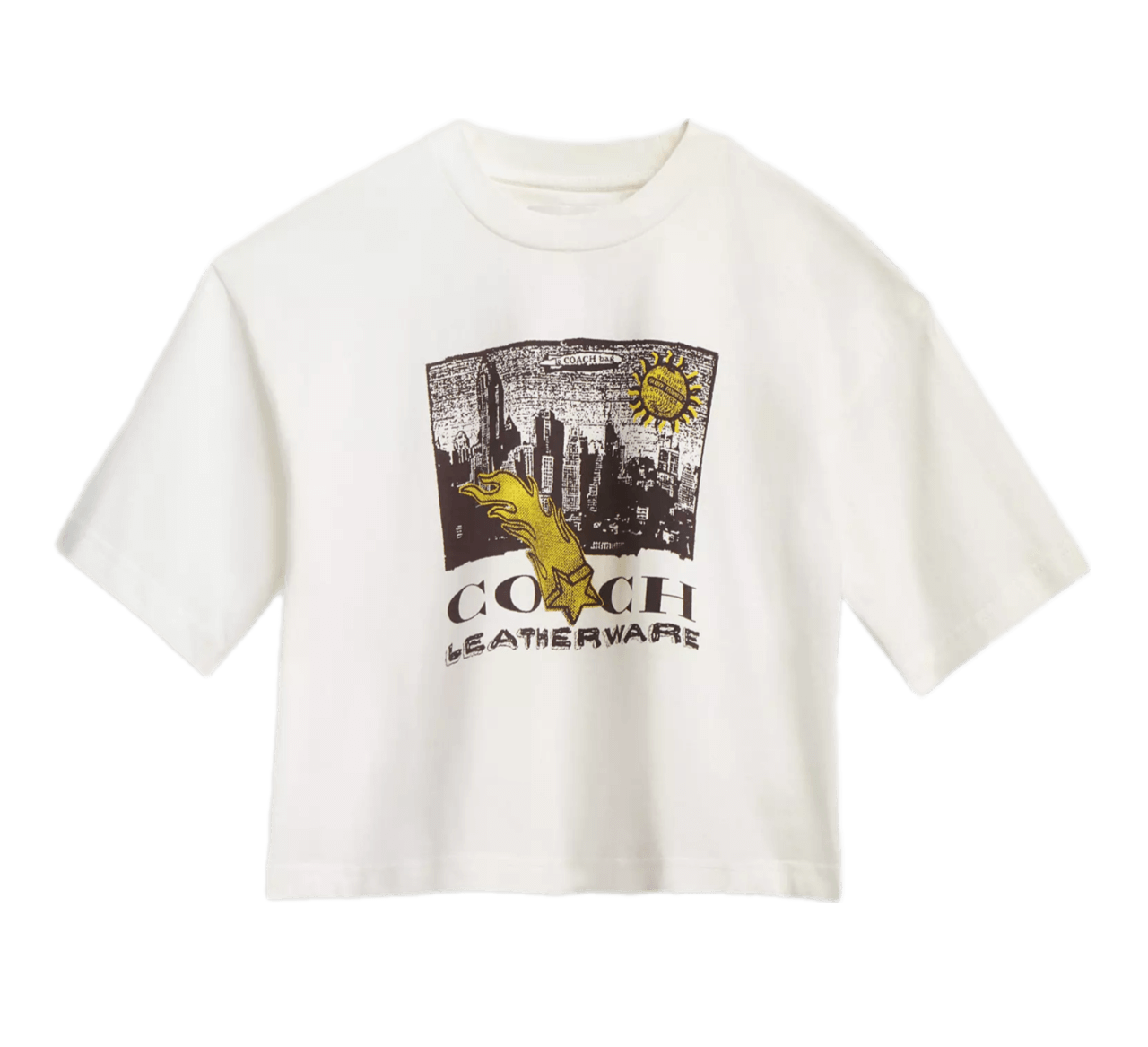 Coach Collage Graphic Cropped T Shirt In Organic Cotton