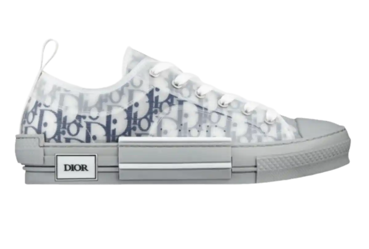 Dior B23 League Low-Top Sneaker - White and Navy Blue Dior Oblique Canvas