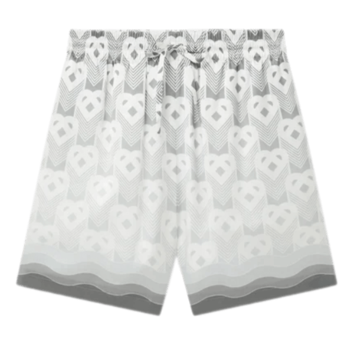 Casablanca Gradient Heart Monogram Silk Shorts - White