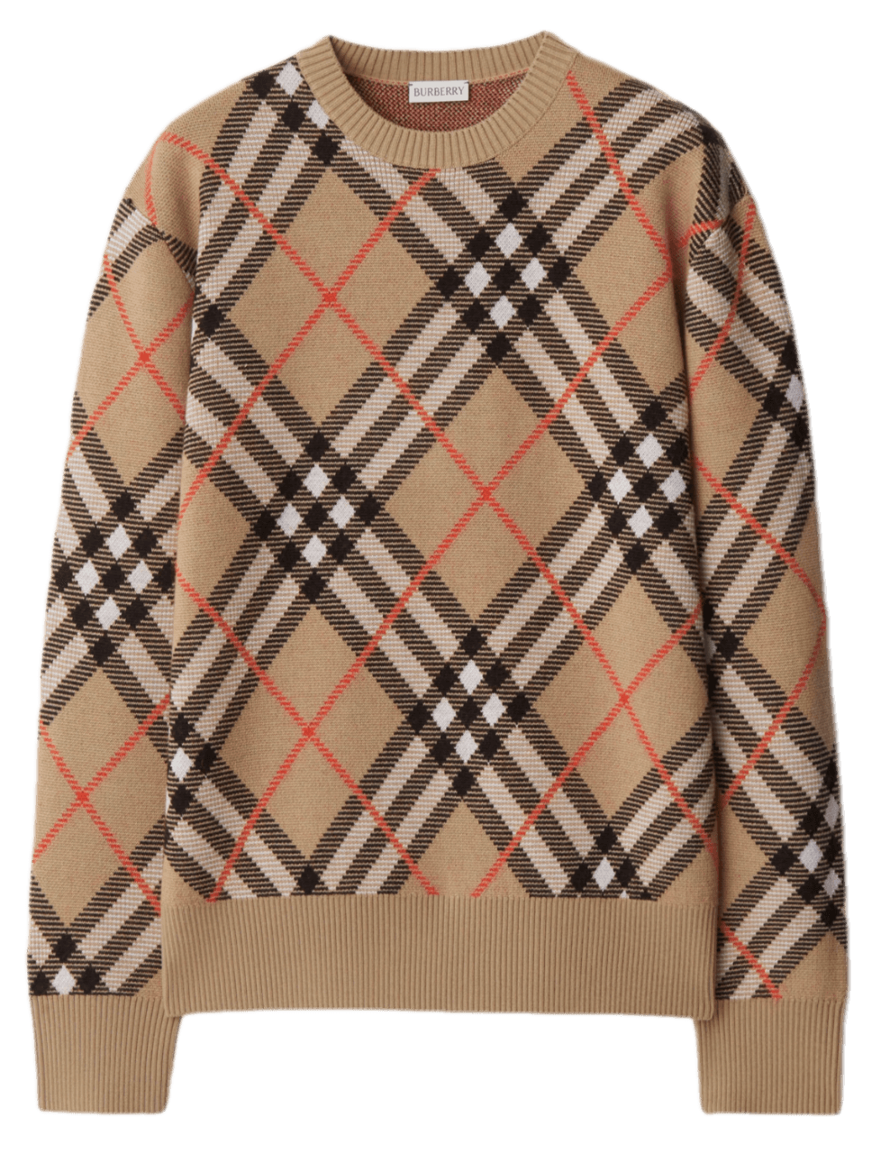 Burberry Check Wool Mohair Blend Sweater - Sand