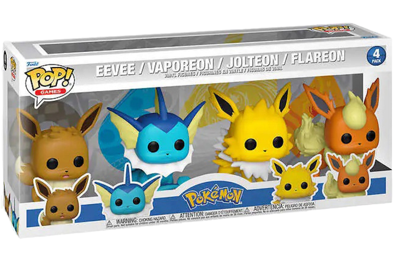 Funko Pop! Games Pokemon Eevee, Vaporeon, Jolteon and Flareon 4-Pack