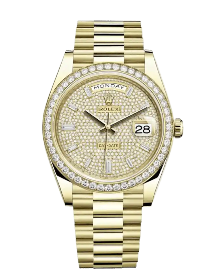 Rolex Day-Date Pave Diamond Dial - 40mm, Yellow Gold, Diamond Bezel