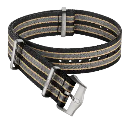 Omega Nato Strap - Striped Dark Brown, Grey and Beige