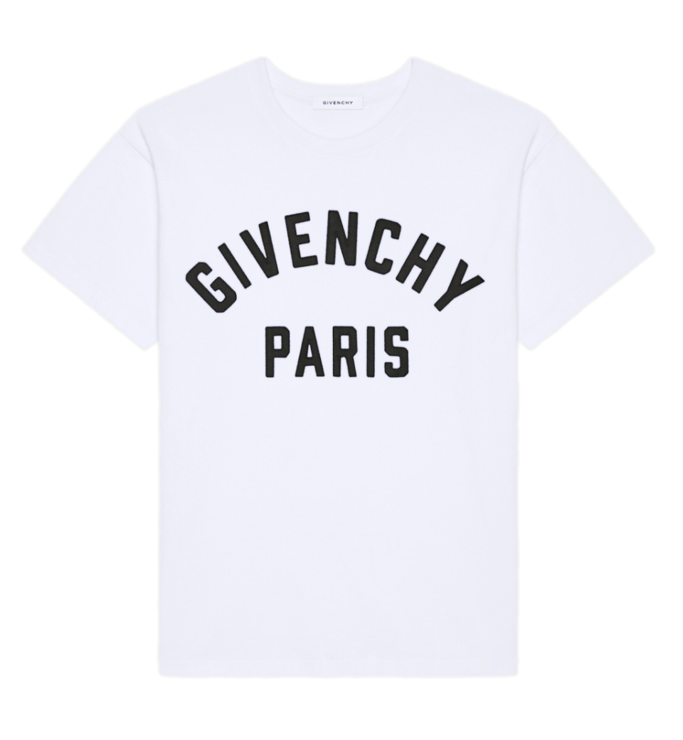Givenchy T-shirt in Cotton with Givenchy Paris Embroidery - White/Black