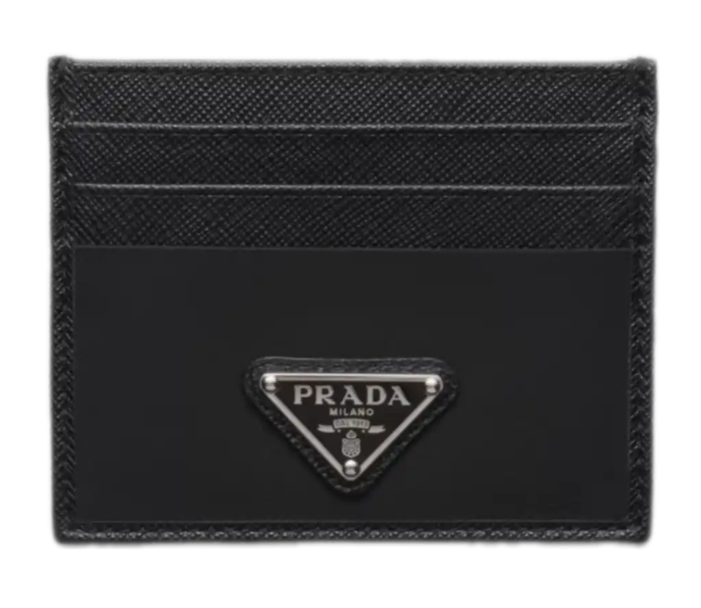 Prada Re-Nylon and Saffiano Leather Card Holder - Black
