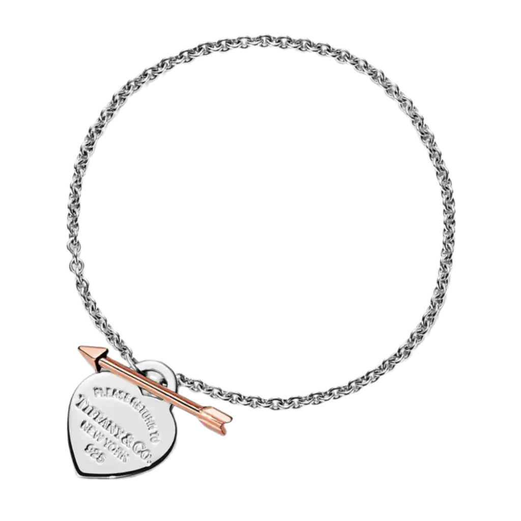 Tiffany Lovestruck Heart Tag Bracelet - Silver and Rose Gold, Small