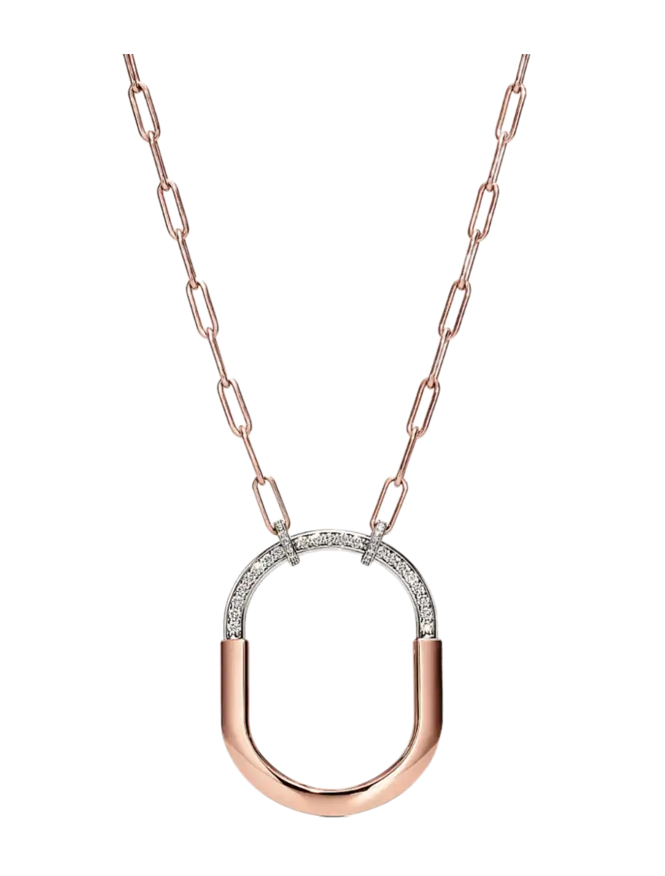 Tiffany Lock Pendant - Rose and White Gold with Diamonds