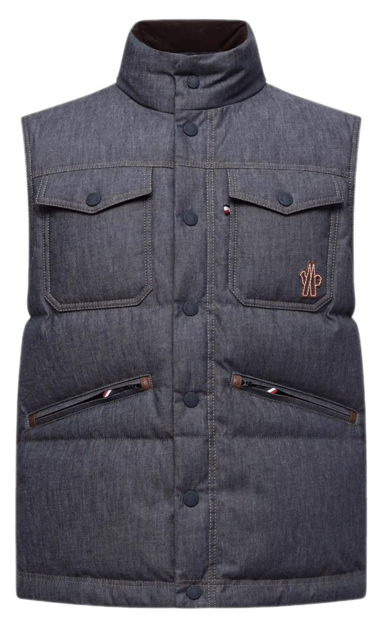 Moncler Krachan Down Denim Vest - Dark Grey
