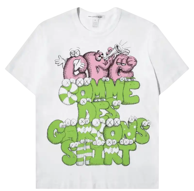 CDG Shirt x KAWS Print T-shirt - White/Green/Pink