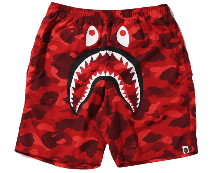 BAPE Color Camo Shark Beach Shorts (SS22) - Red