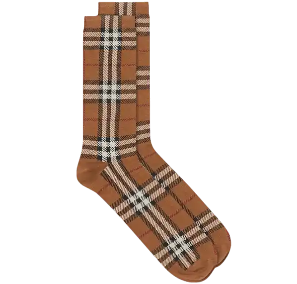 Burberry Cotton Cashmere Check Socks Men's - Birch Brown