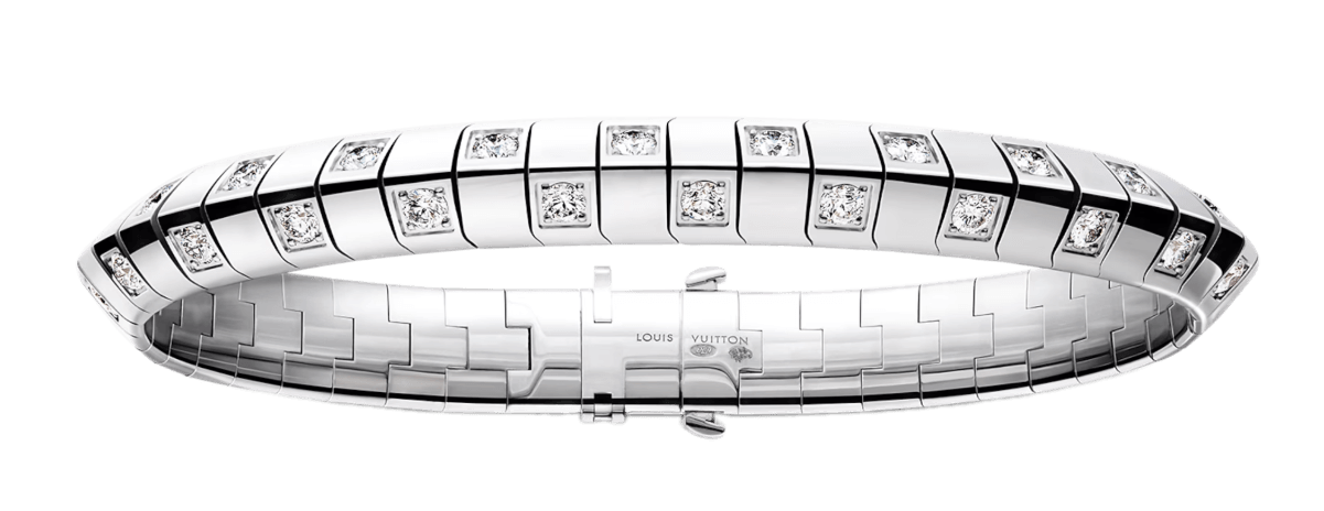Le Damier de Louis Vuitton Large Bracelet, White Gold and Diamonds