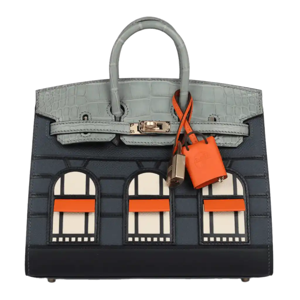Hermès "Rainy Days" Sac Faubourg Birkin 20 Gris Misty Matte Alligator Permabrass Hardware