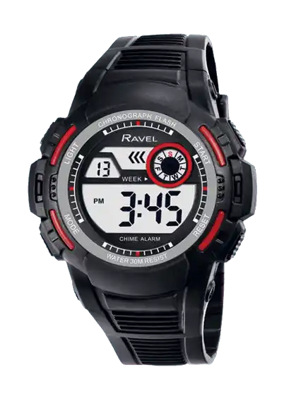 Ravel - Mens Round 3ATM Digital Quartz Watch