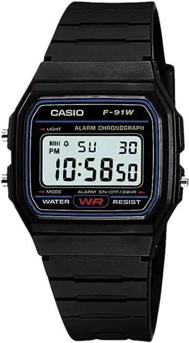 CASIO STANDARD DIGITAL WATCH WITH LED-LIGHT F-91W-1JF