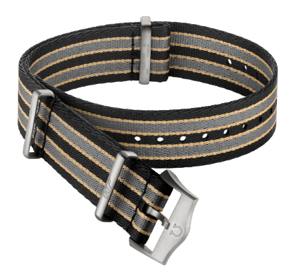 Omega Nato Strap - Striped Dark Brown, Grey and Beige