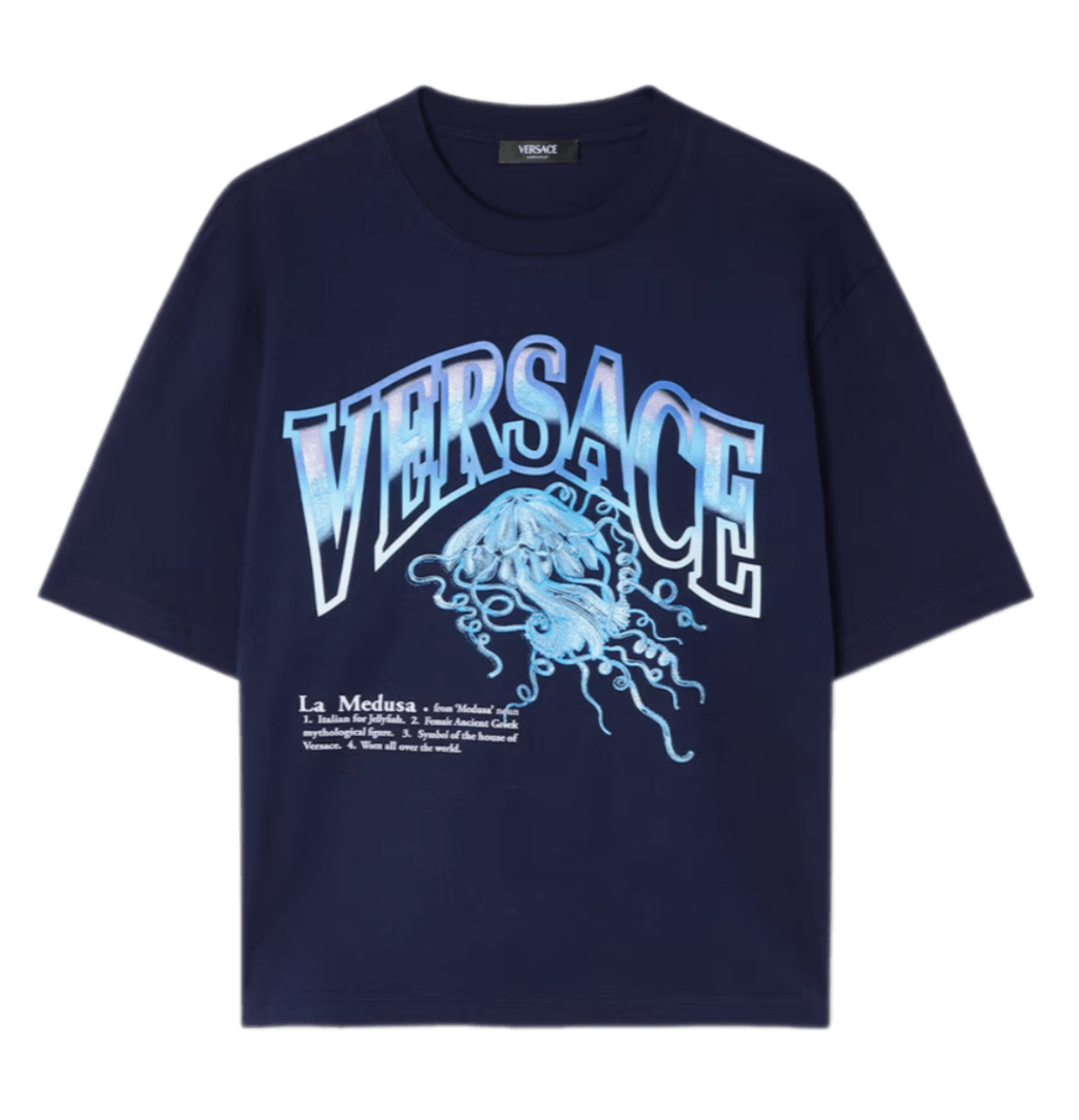 Versace La Medusa Varsity Boxy T-Shirt - Blue