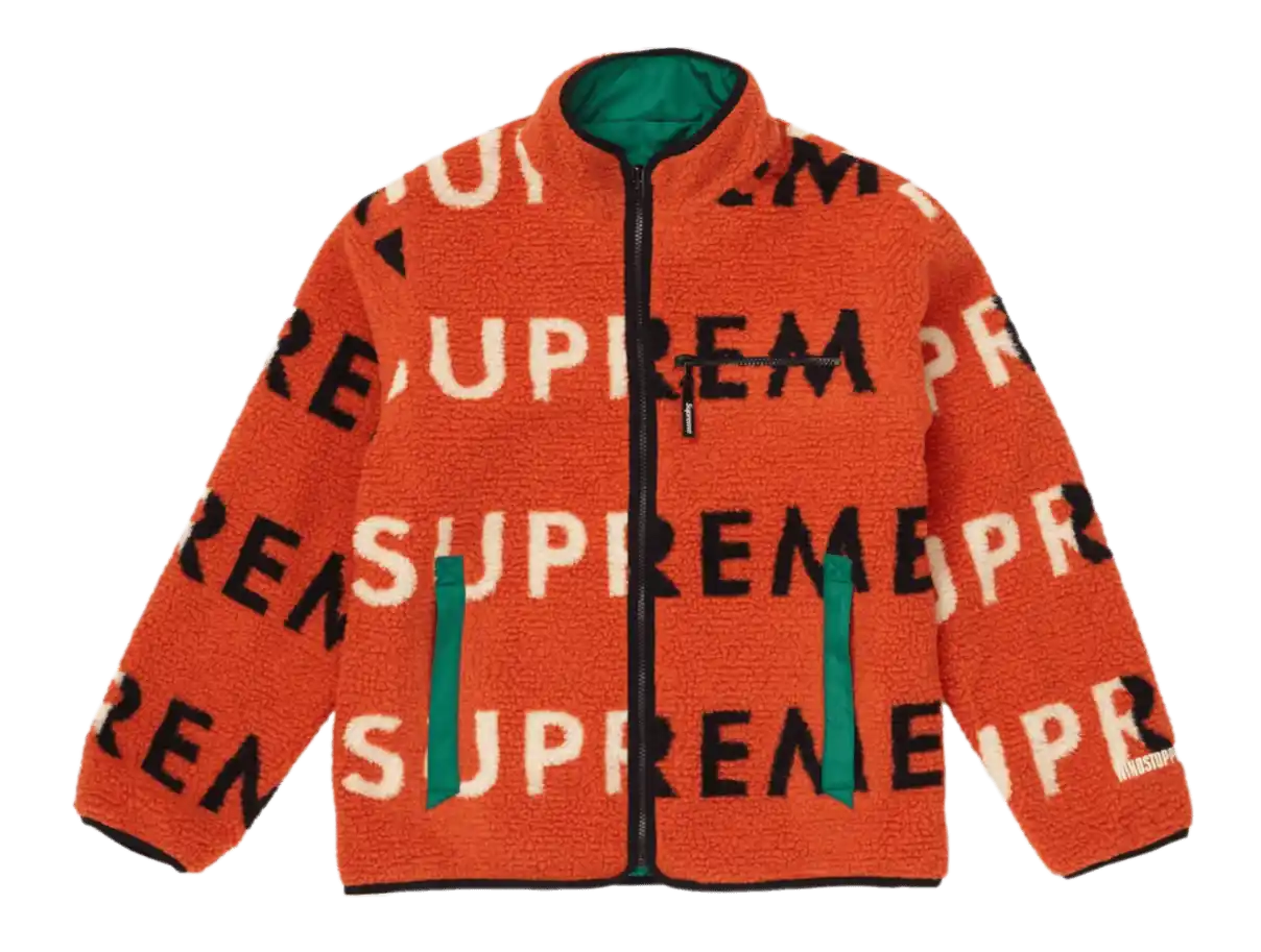 Supreme Reversible Logo Fleece Jacket - Orange