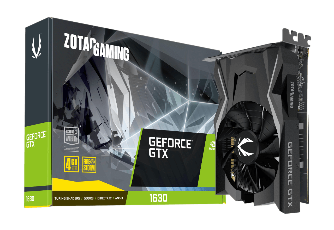 ZOTAC GAMING GEFORCE GTX 1630 4GB GDDR6, 64 bit Gaming Graphics Card, Super Compact, ZT-T16300F-10L