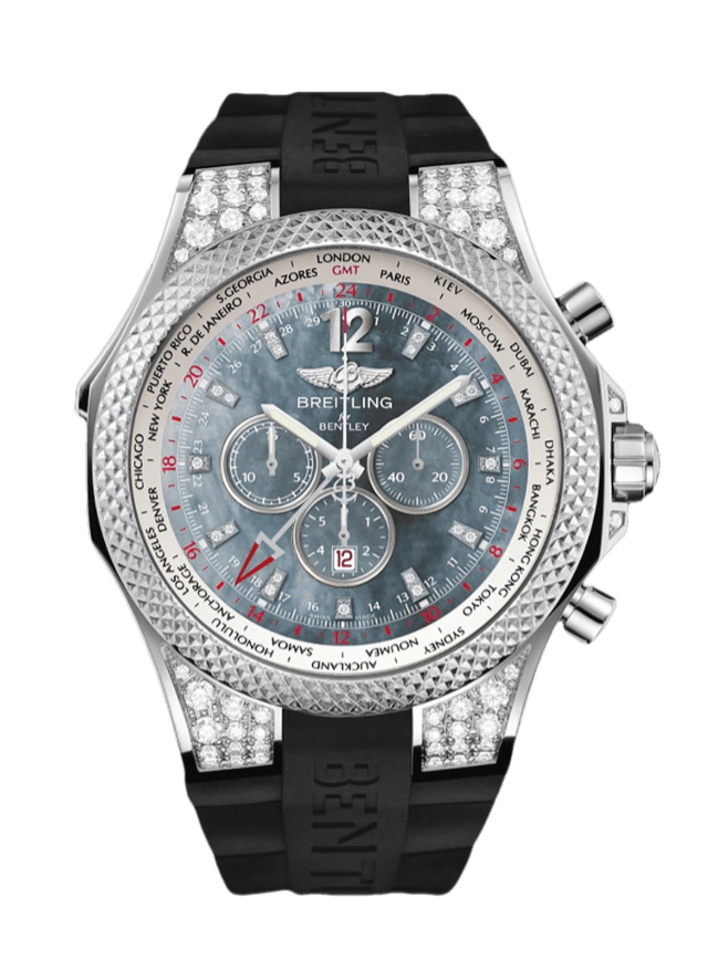 Breitling Bentley GMT Mother of Pearl Black Dial Set with Diamonds - 49mm, White Gold