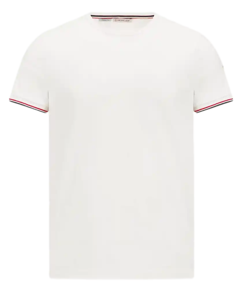 Moncler Tricolor-Trimmed Cotton T-Shirt - Off White