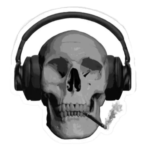 Skull Smoking Headphone Sticker