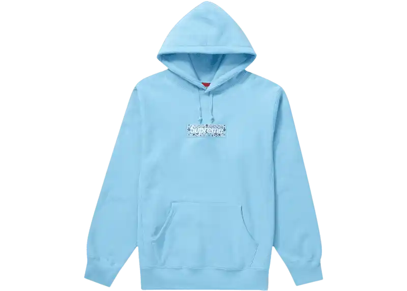 Supreme Bandana Box Logo Hooded Sweatshirt - Light Blue