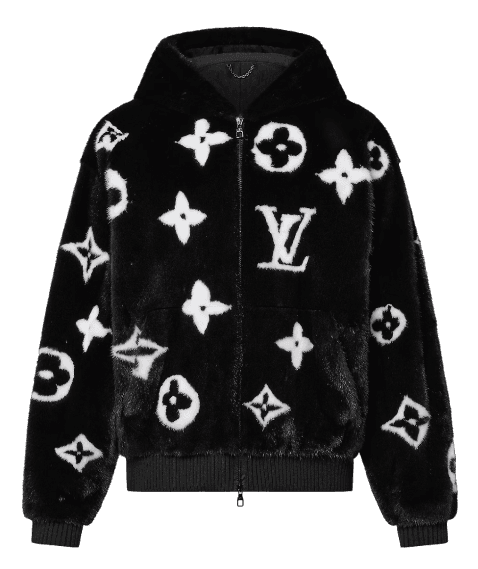 Louis Vuitton Monogram Mink Fur Zipped Hoodie - Black