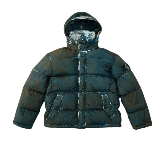 Supreme Stone Island Painted Camo Crinkle Down Jacket - Dark Teal