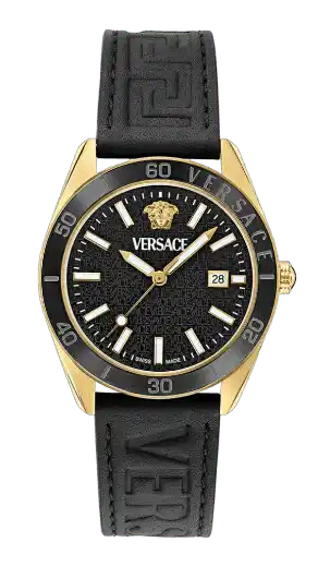 Versace V-Dome Watch - Black/Gold