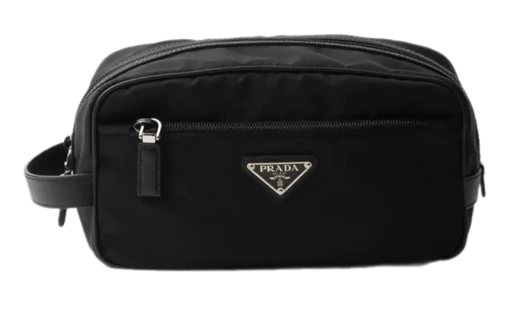 Prada Re-Nylon and Saffiano Leather Travel Pouch - Black