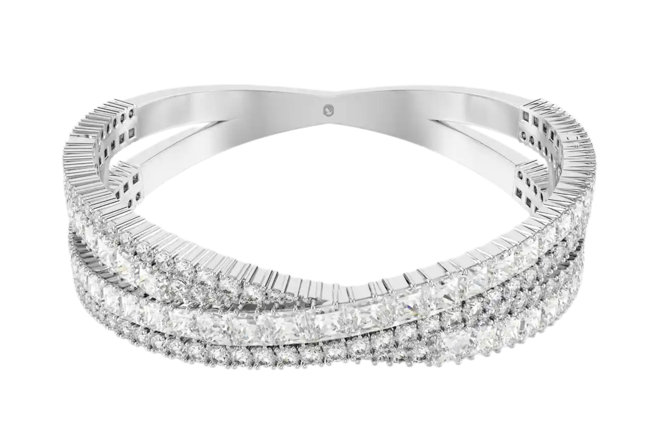Swarovski Hyperbola Cuff - White, Rhodium Plated