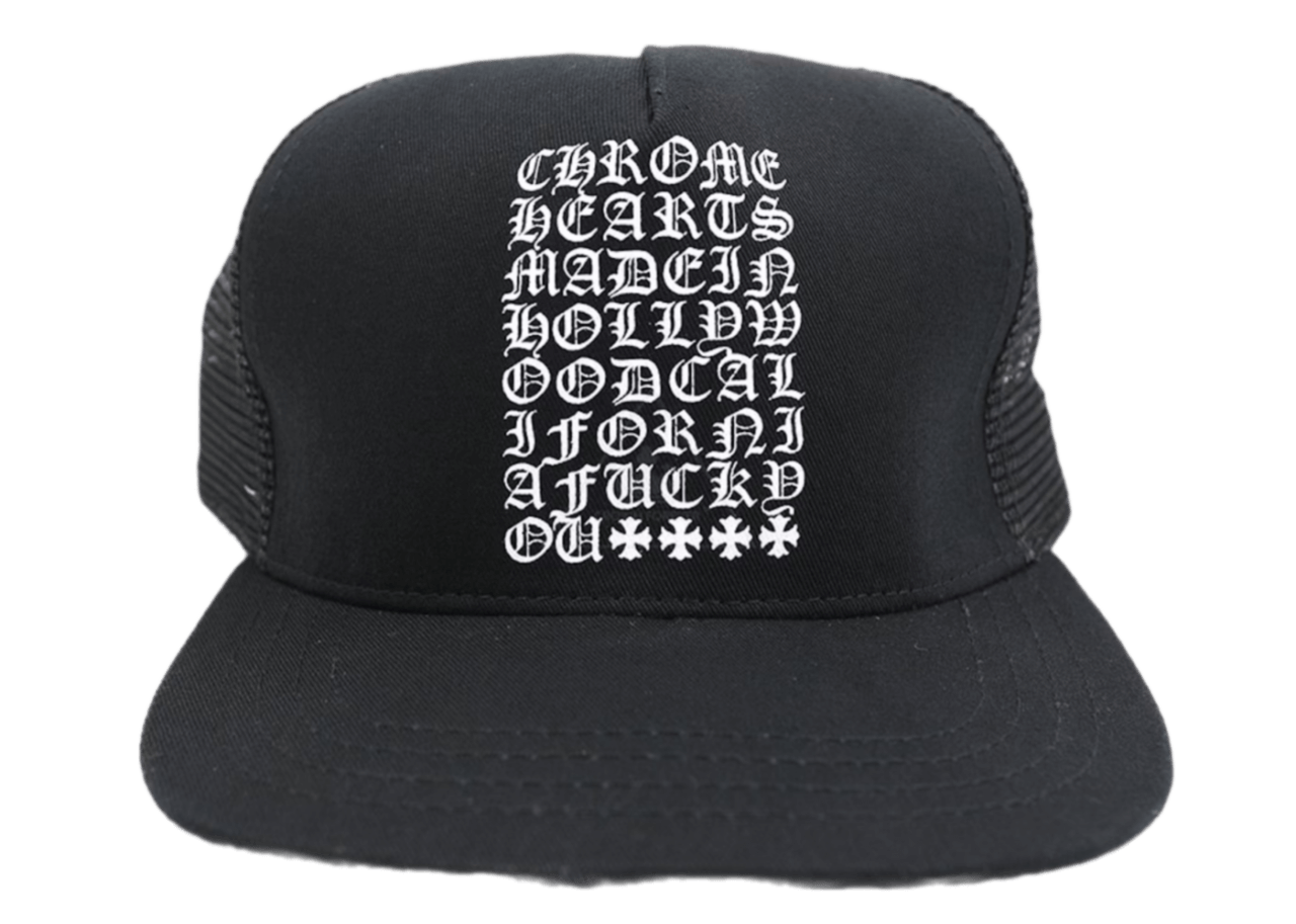 Chrome Hearts Eye Chart Made in Hollywood Trucker Hat - Black