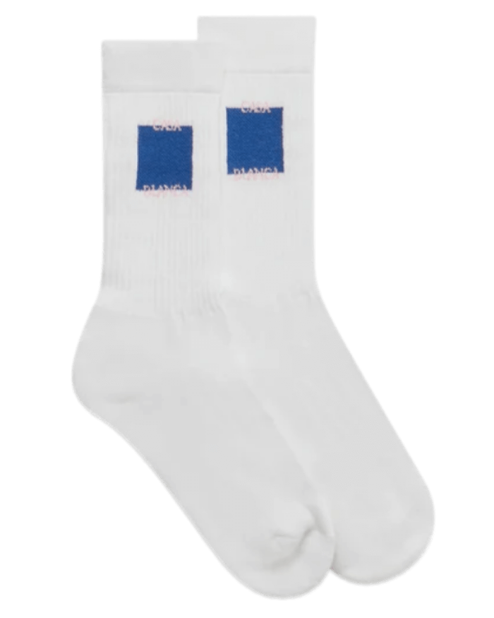 Casablanca Blue Casa Square Socks - White