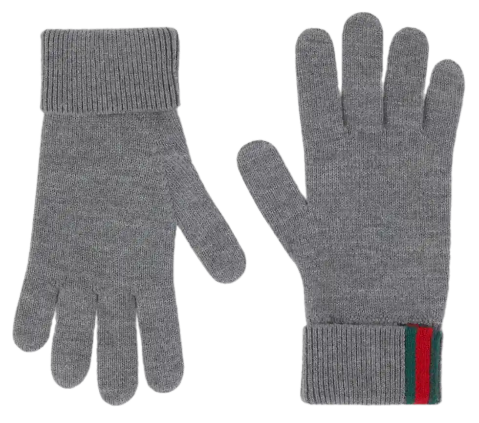 Gucci Wool Gloves with Web - Grey