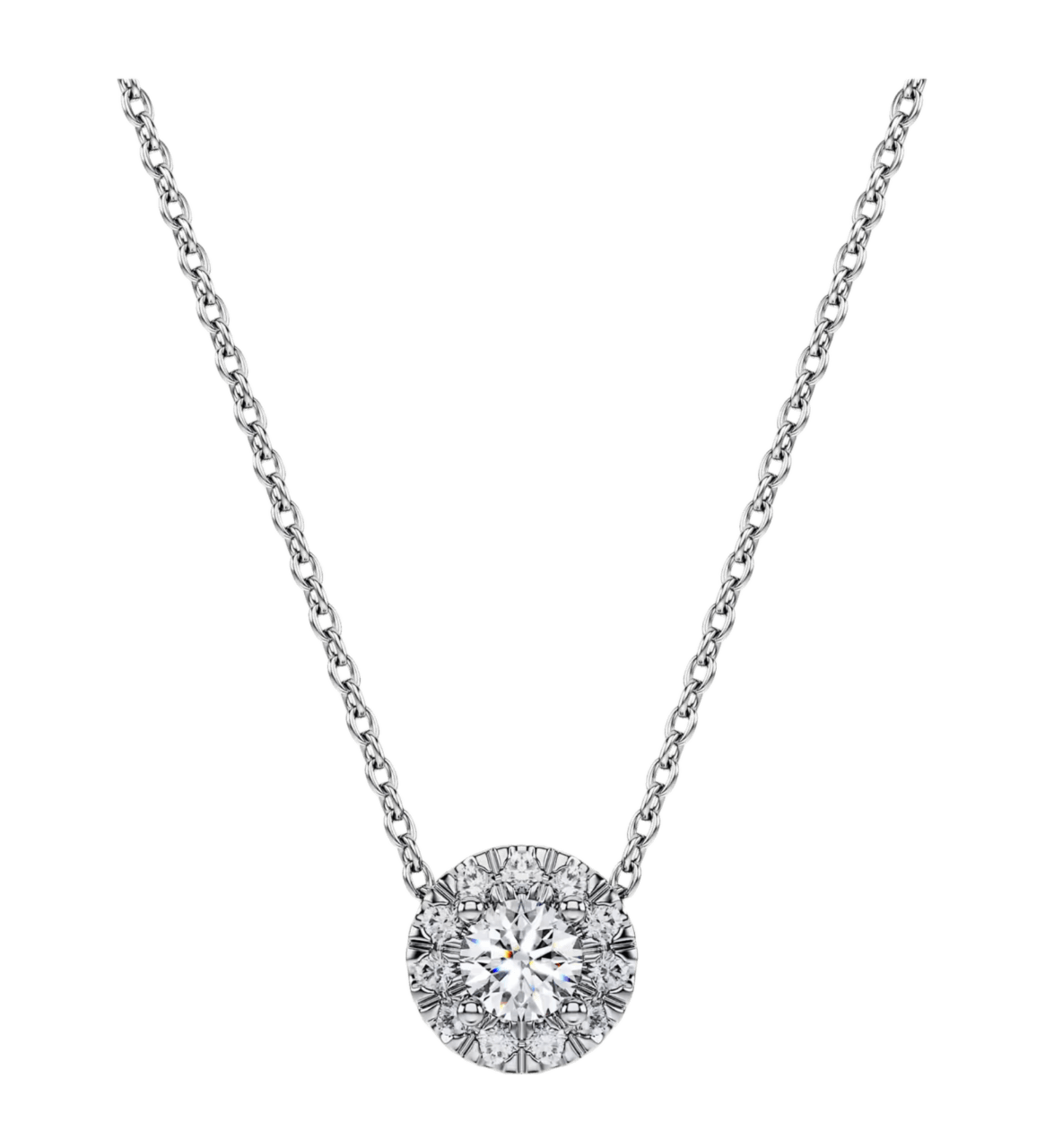 Swarovski Eternity Halo Solitaire Pendant - Lab-grown Diamonds, Sterling Silver