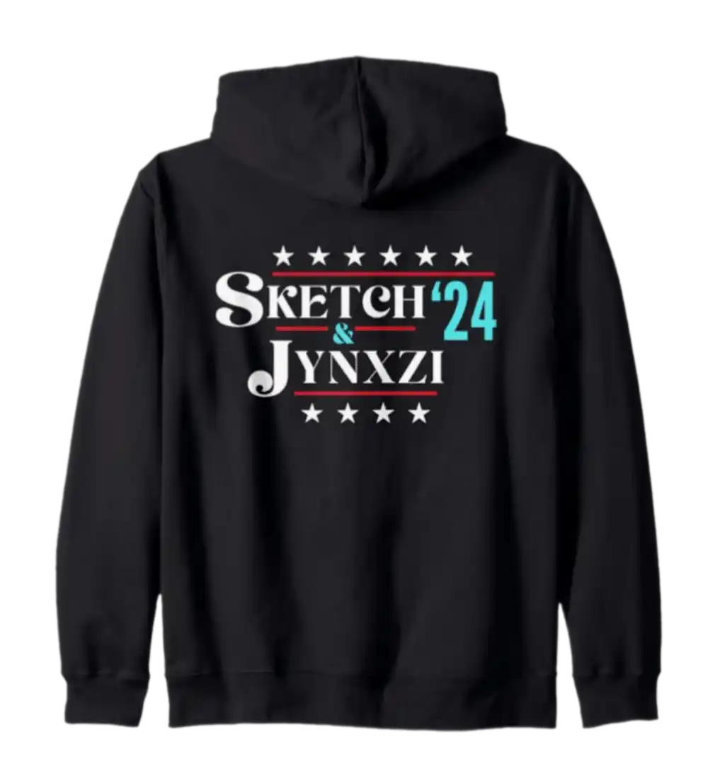 Sketch and Jynxzi 2024 Funny President Election Vote Streamer Zip Hoodie