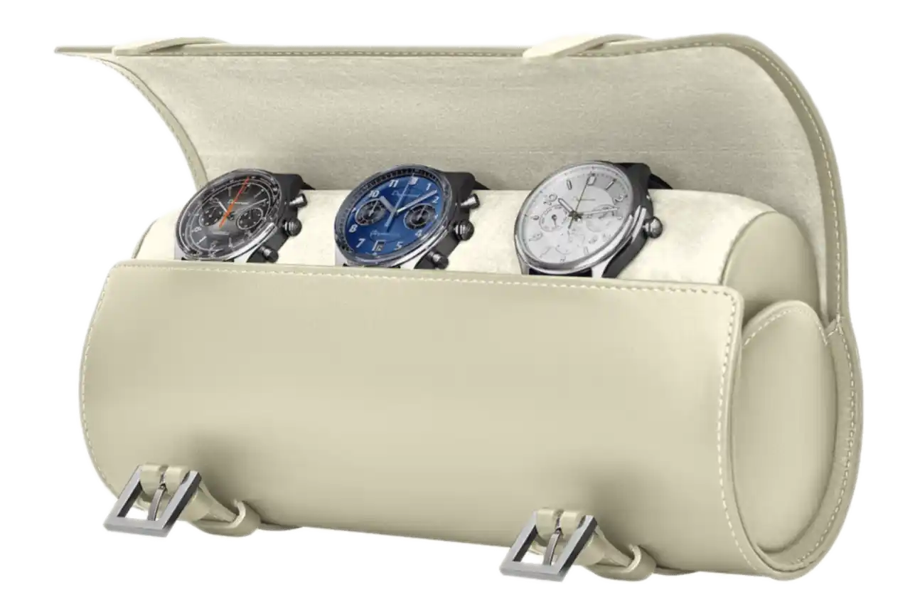 Lucrin Watch Roll - Off-White Smooth Leather
