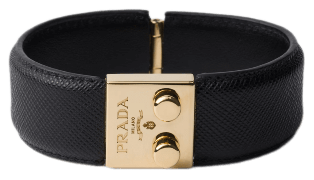 Prada Metal and Saffiano Leather Bracelet - Black