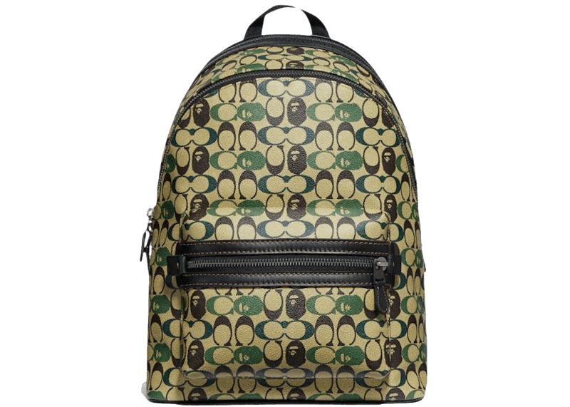 Coach x Bape Academy Backpack - Signature Canvas With Ape Head Black Copper/Camo Multi