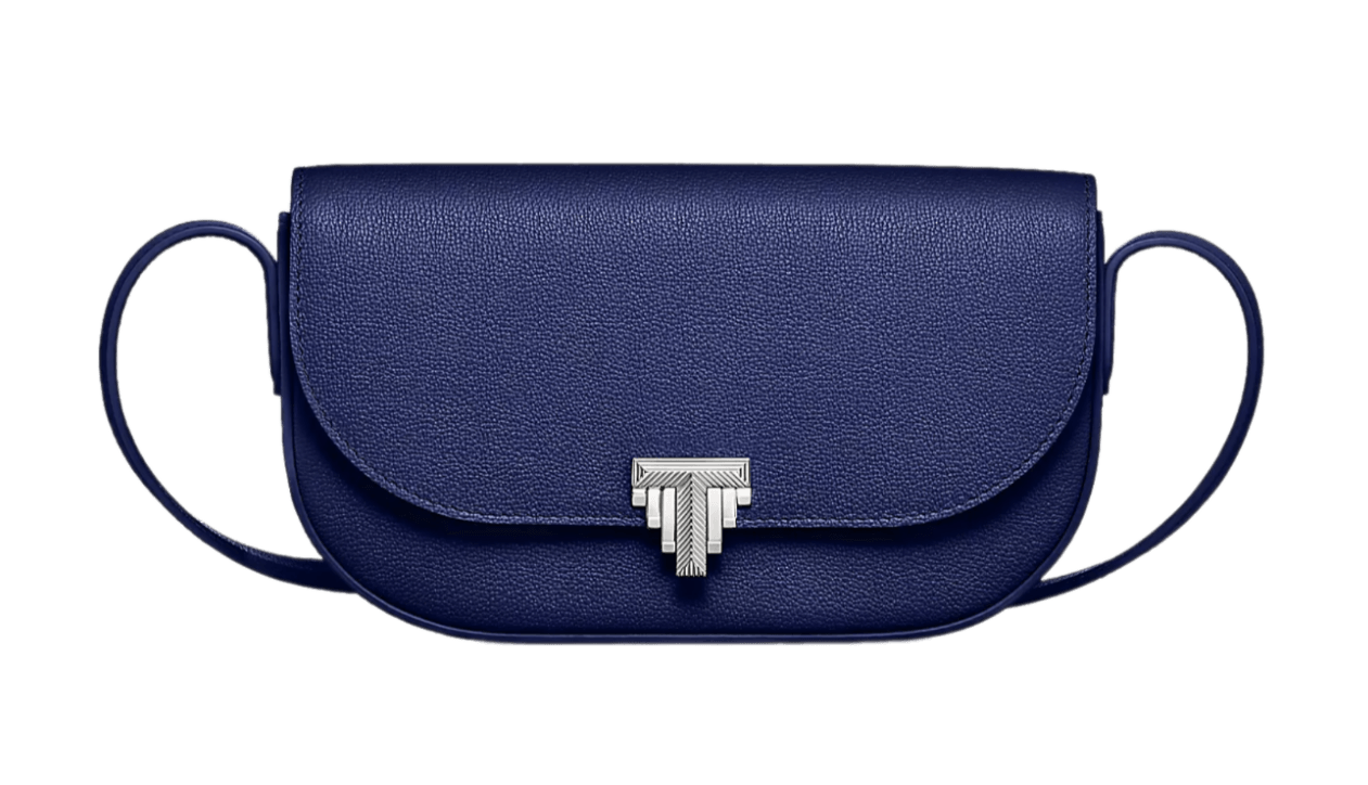 Tiffany T Deco Crossbody Wallet - Sapphire Blue Calf Leather