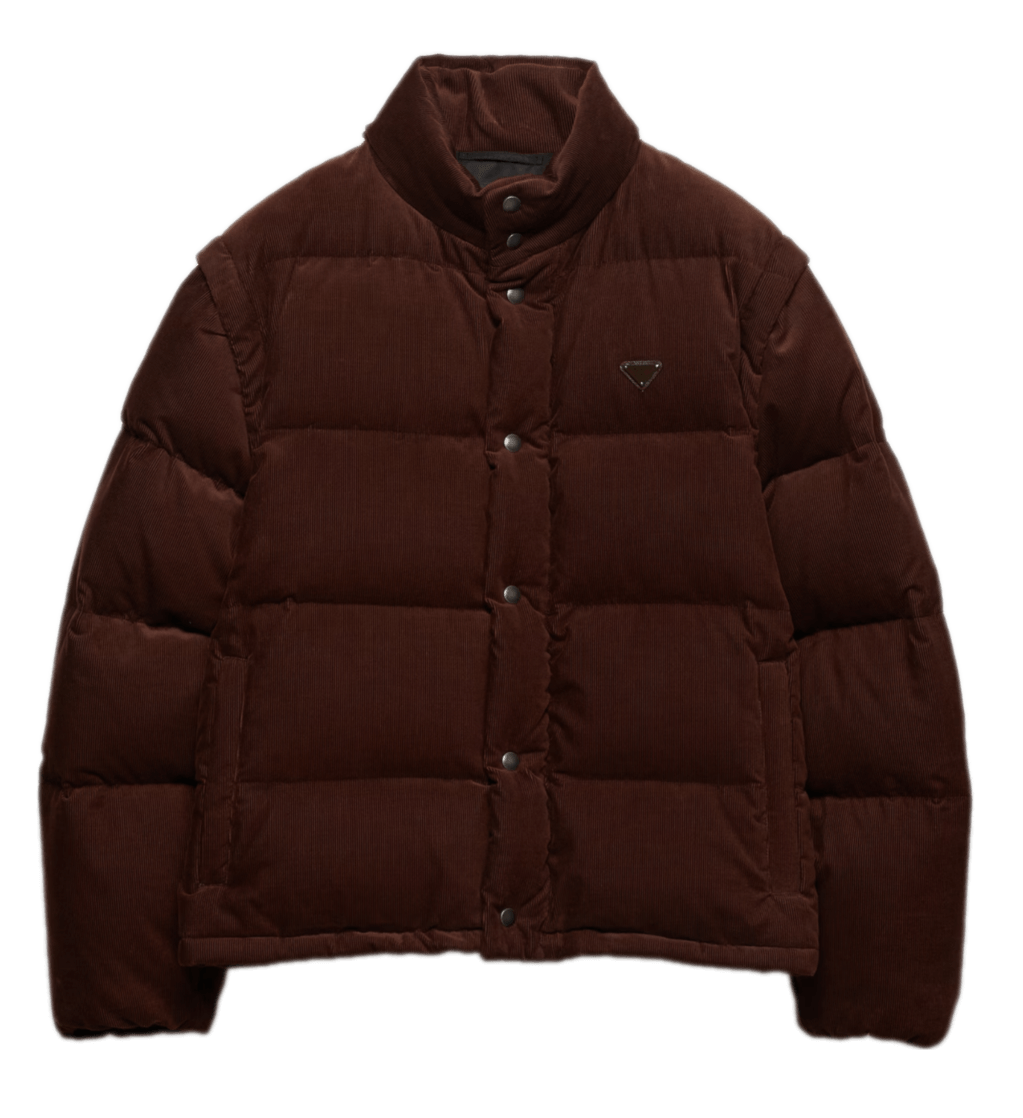 Prada Medium-weight Courduroy Down Jacket - Cocoa Brown