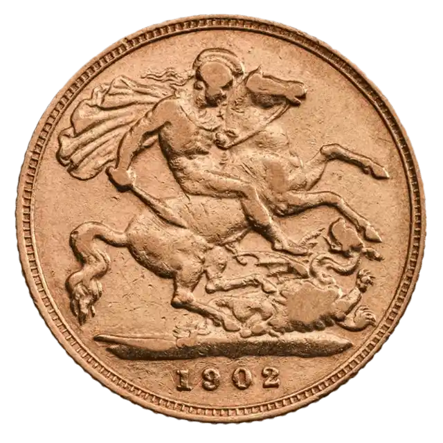 1/2 British Pound Coin - 1901 - 1910 Sovereign Edward II