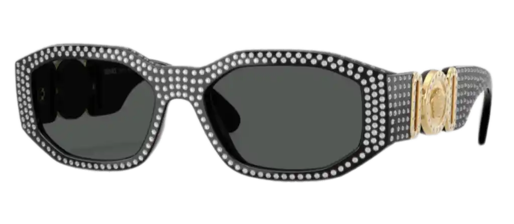 Versace Crystal Medusa Biggie Sunglasses - Black and Gold