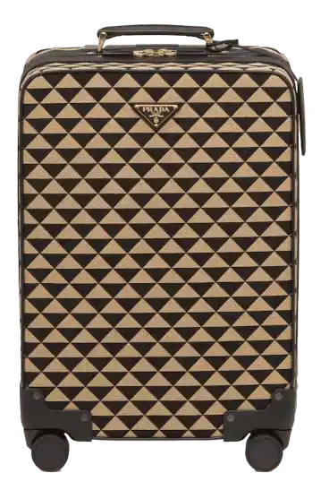 Prada Symbole Embroidered Fabric Trolley - Black/Beige