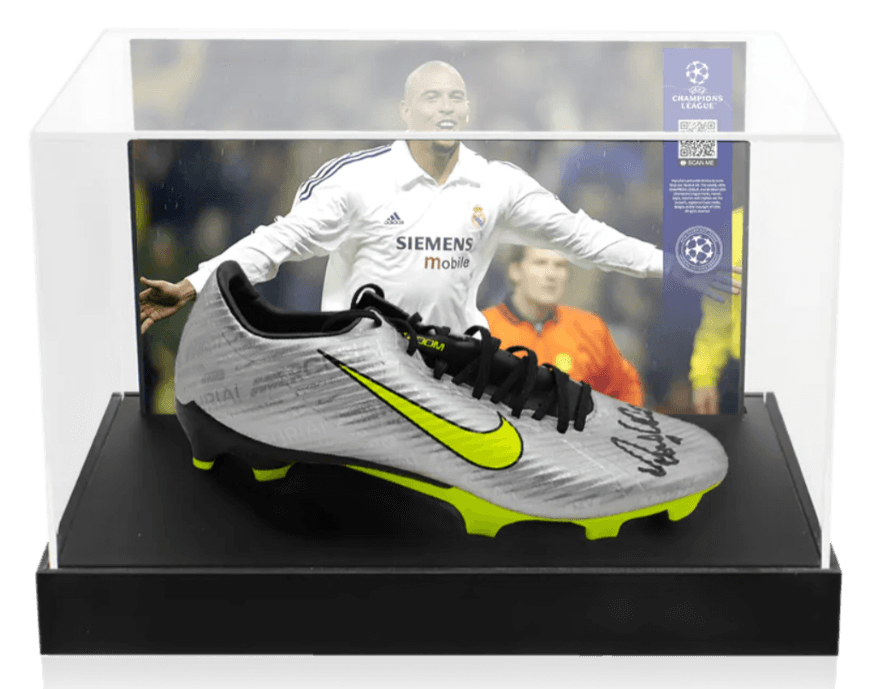 Ronaldo Official UEFA Champions League Signed Nike Mercurial Silver Boot In Photo Acrylic Case: Option 1